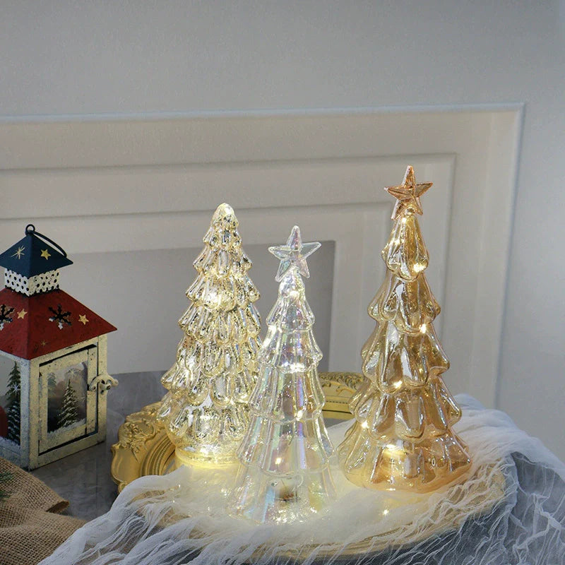 Small Sparkling Glass Xmas Tree Decoration