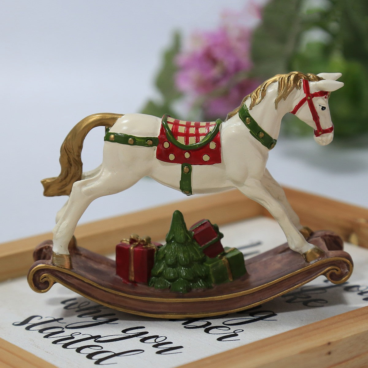 Colorful Wooden Rocking Horse Christmas Ornament