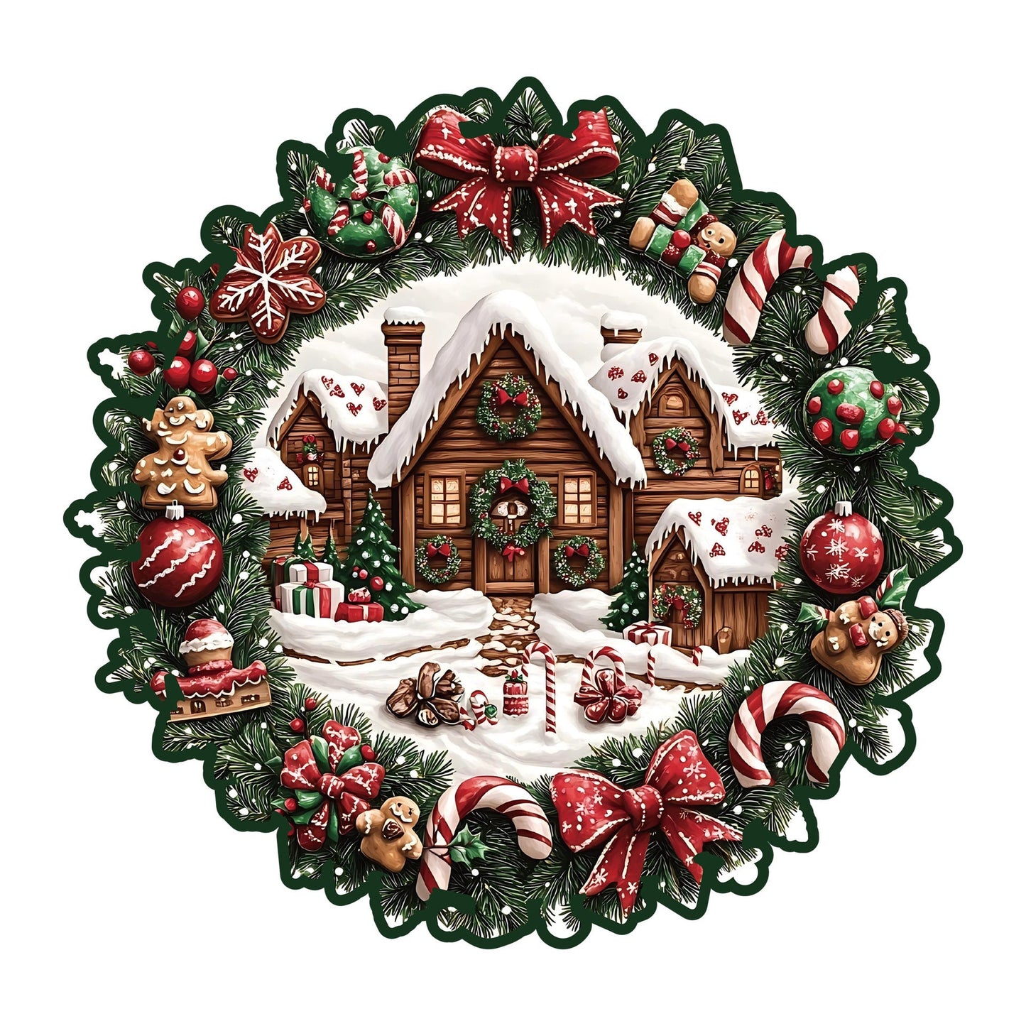 Unique Wooden Holiday Wreath Money Box Puzzle