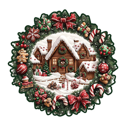 Unique Wooden Holiday Wreath Money Box Puzzle