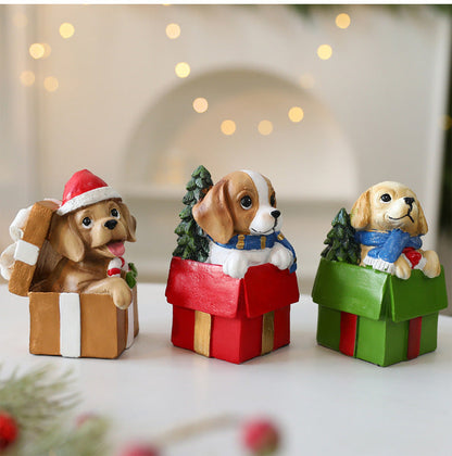 Handmade Resin Dog Holiday Decoration Ornament