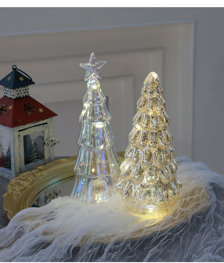 Small Sparkling Glass Xmas Tree Decoration