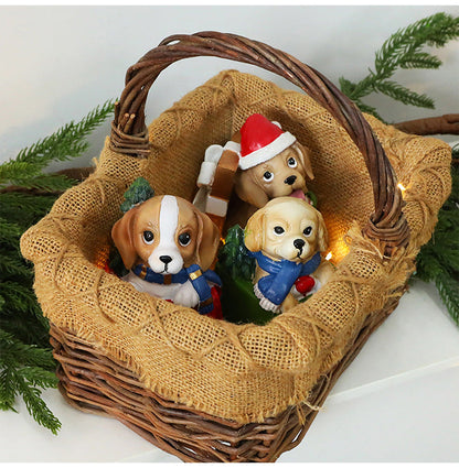 Handmade Resin Dog Holiday Decoration Ornament