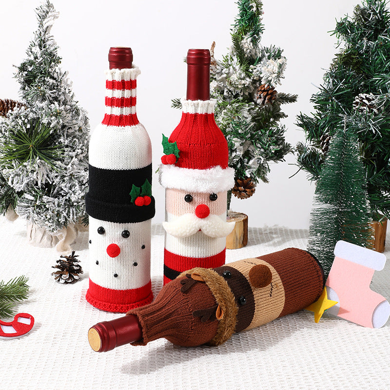 Festive Holiday Wine Bottle Sleeves