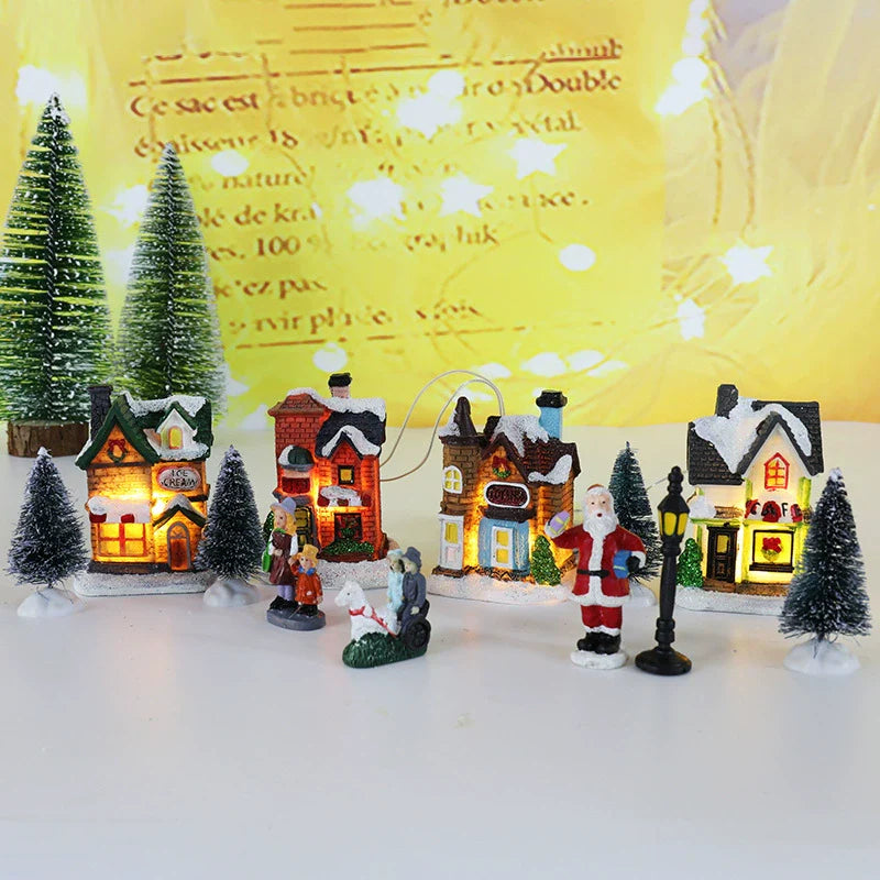 Small Glow Resin Christmas Village Set - Yeezlab