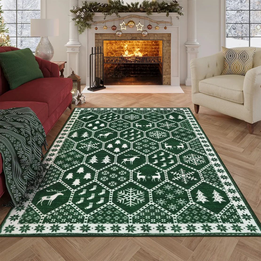 Luxury Christmas Rug - Plush Non-Slip Living Room Mat