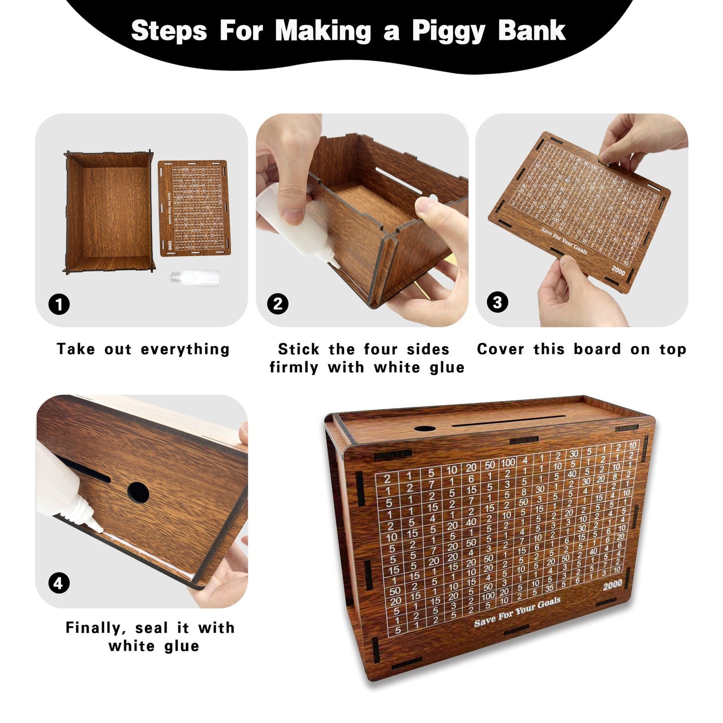 Unique Wooden Holiday Wreath Money Box Puzzle