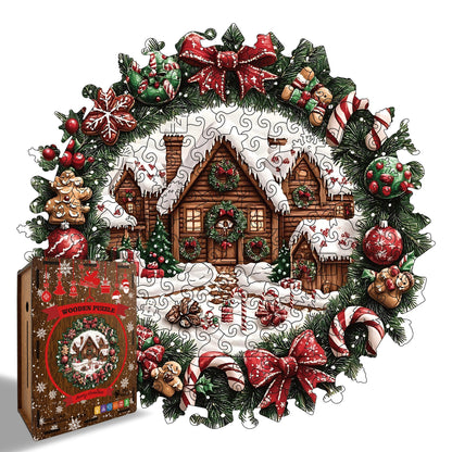 Unique Wooden Holiday Wreath Money Box Puzzle - Yeezlab