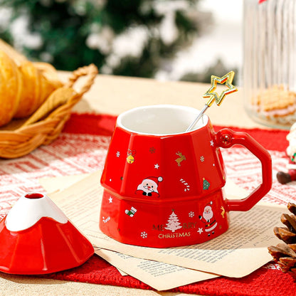 Colourful Holiday Tree Handle Coffee Mug