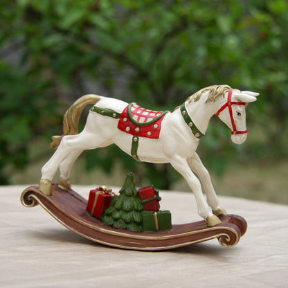 Colorful Wooden Rocking Horse Christmas Ornament