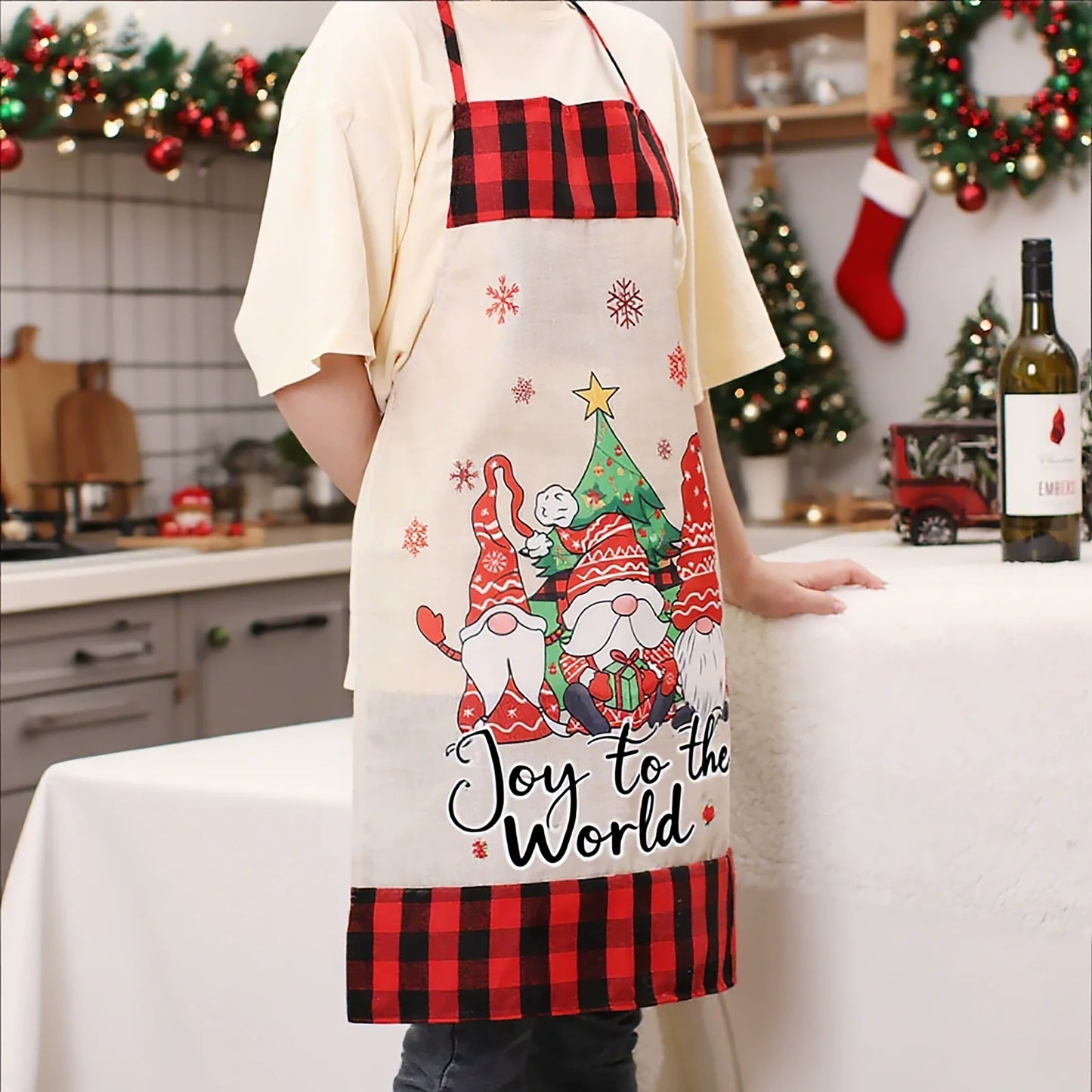 Fun Holiday Red Plaid Christmas Apron
