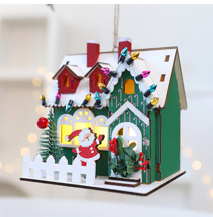 Small Wooden Holiday House Decor Ornament