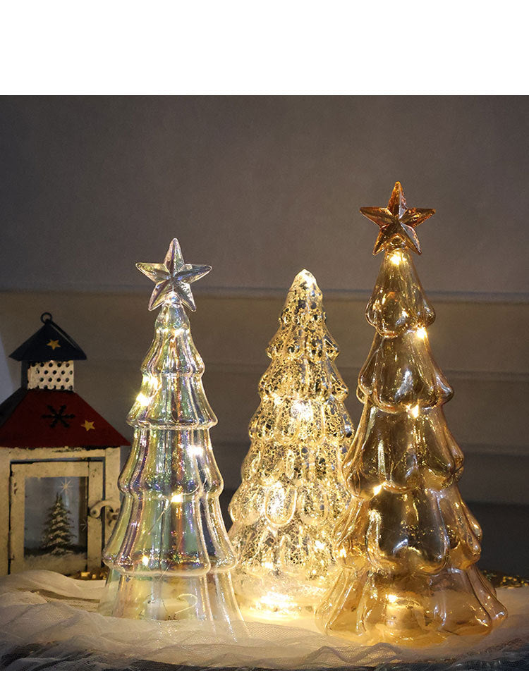Small Sparkling Glass Xmas Tree Decoration