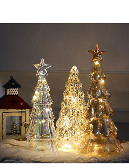 Small Sparkling Glass Xmas Tree Decoration