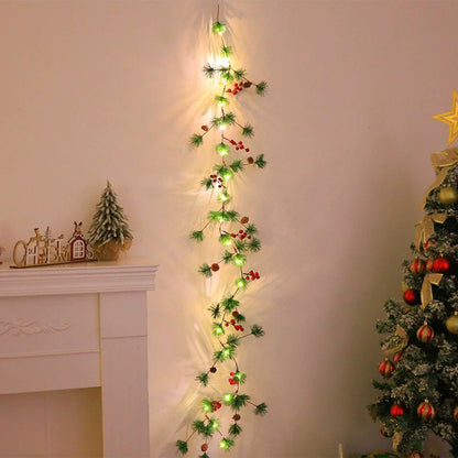 Festive Holiday Berry Pinecone String Lights