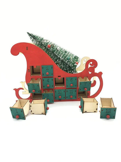 Traditional Holiday Countdown Wooden Calendar
