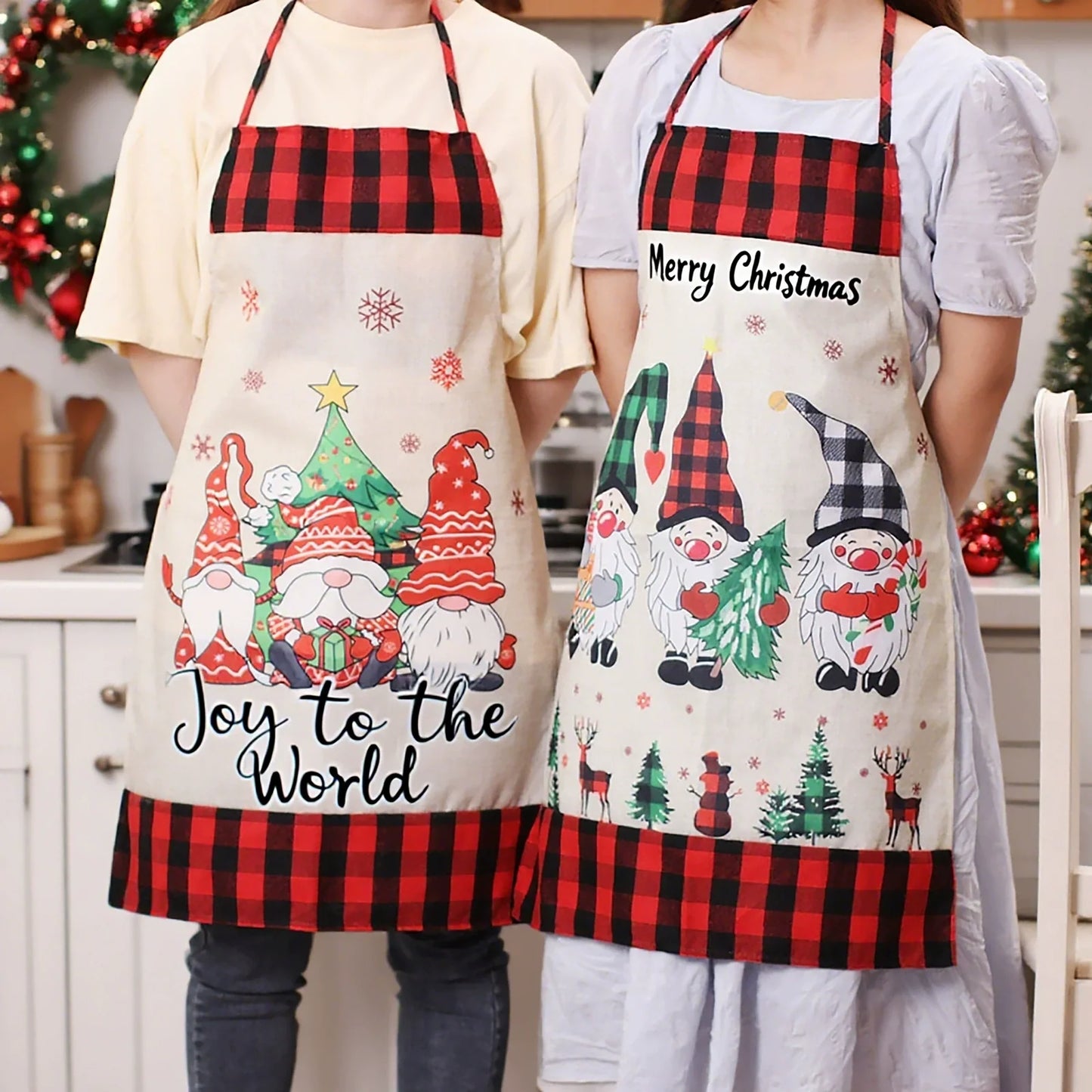 Fun Holiday Red Plaid Christmas Apron