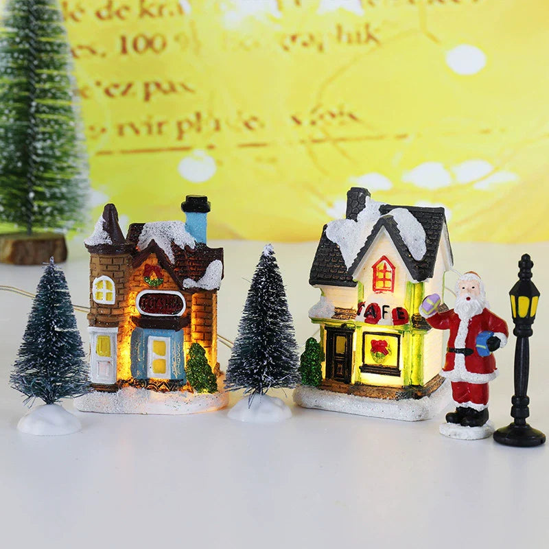 Small Glow Resin Christmas Village Set