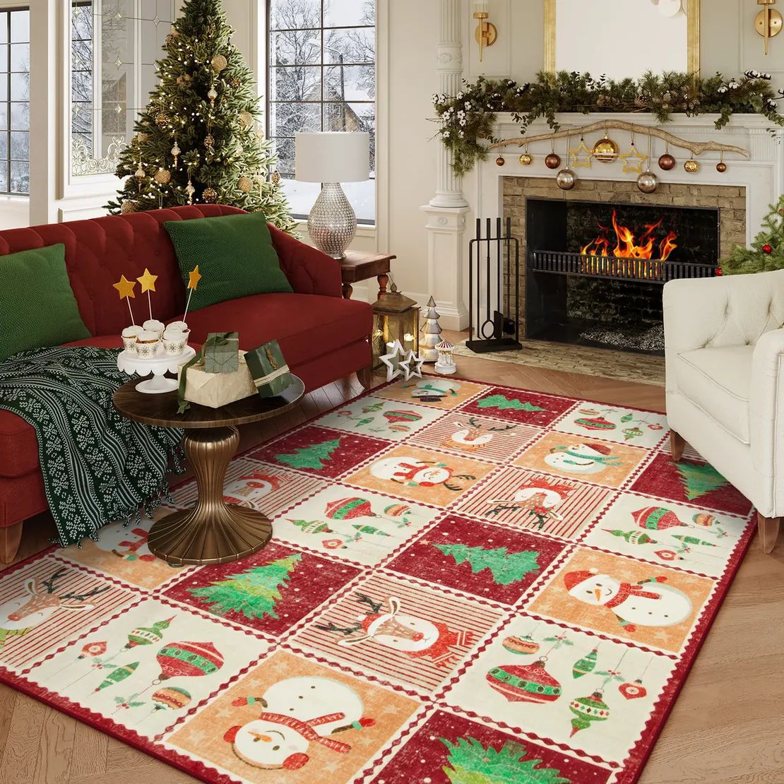 Luxury Christmas Rug - Plush Non-Slip Living Room Mat