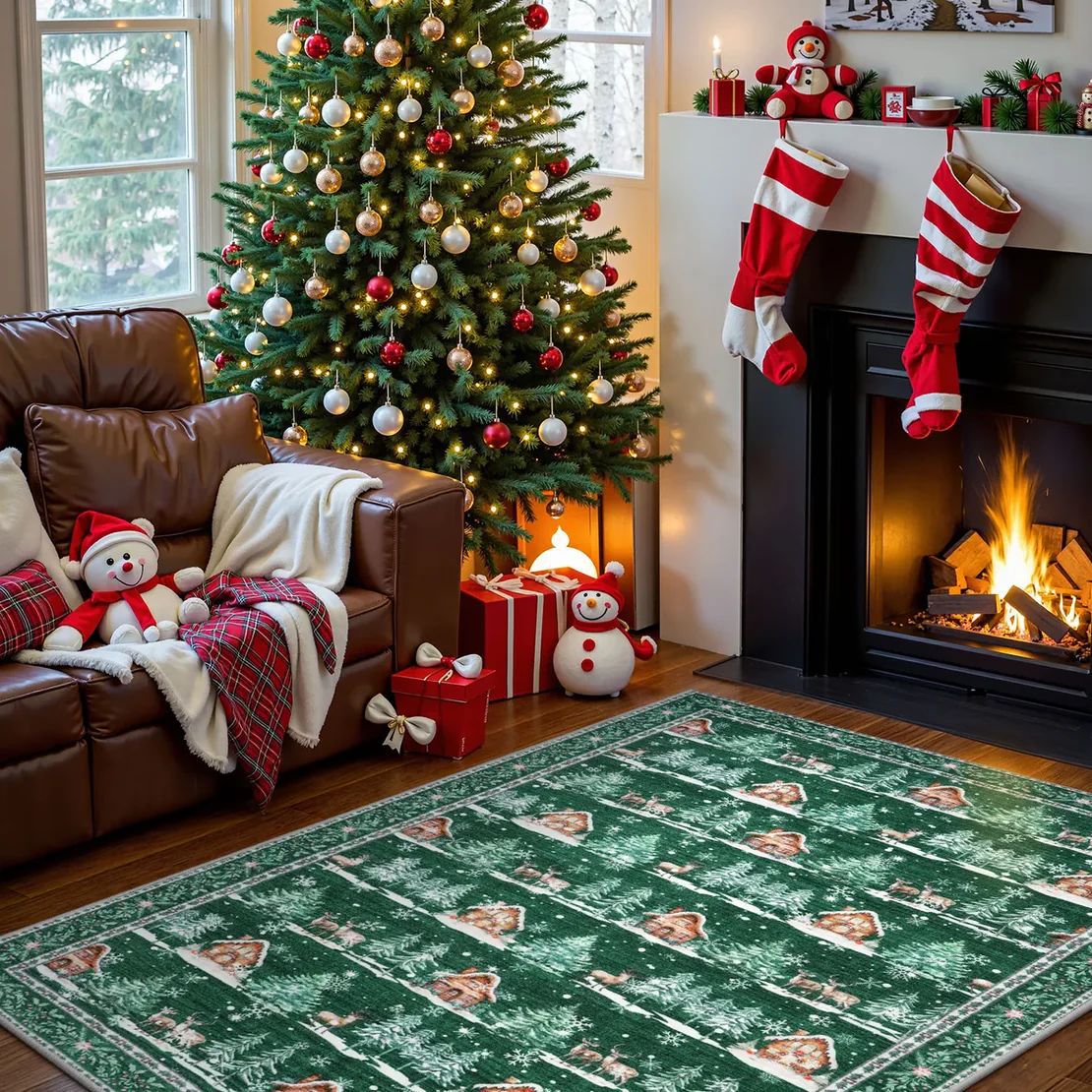 Luxury Christmas Rug - Plush Non-Slip Living Room Mat
