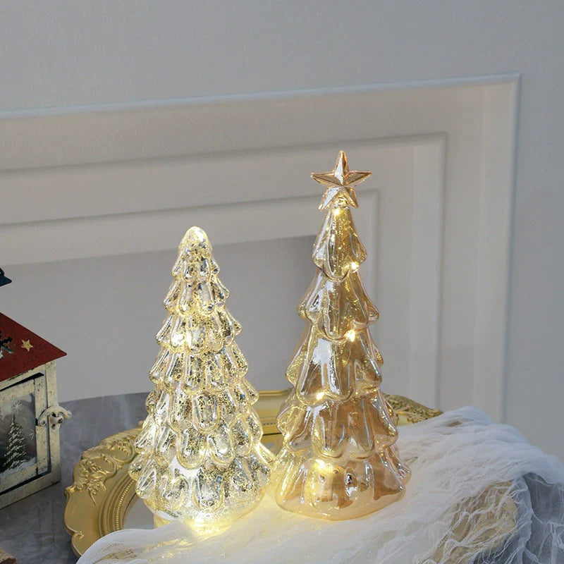 Small Sparkling Glass Xmas Tree Decoration