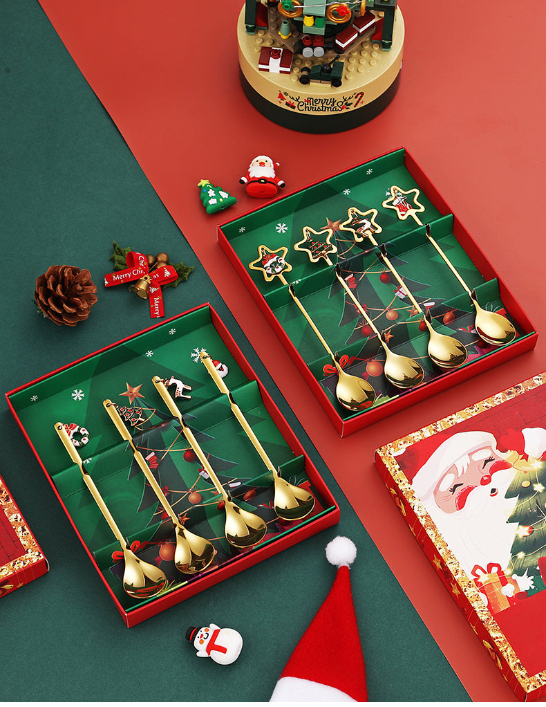 Silver Plated Holiday Coffee Stirrer Spoon Set