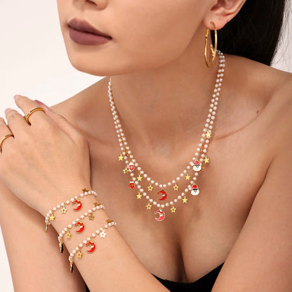 Festive Holiday Pearl Shell Jewelry Set - Yeezlab