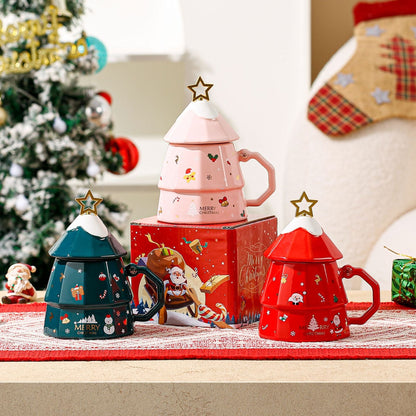 Colourful Holiday Tree Handle Coffee Mug