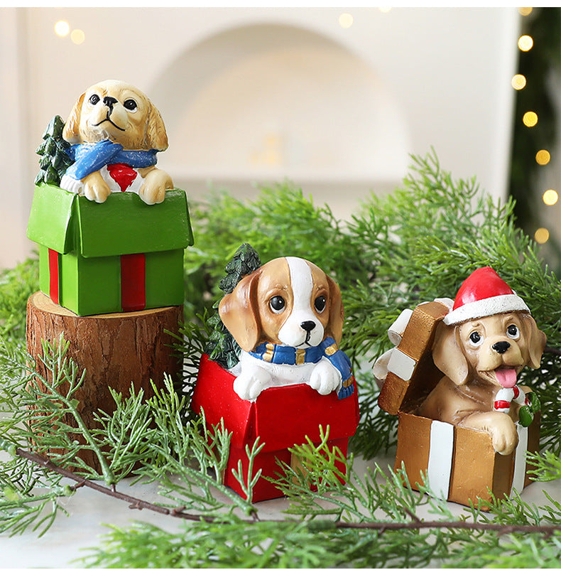 Handmade Resin Dog Holiday Decoration Ornament