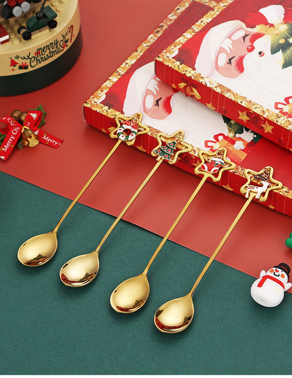 Silver Plated Holiday Coffee Stirrer Spoon Set
