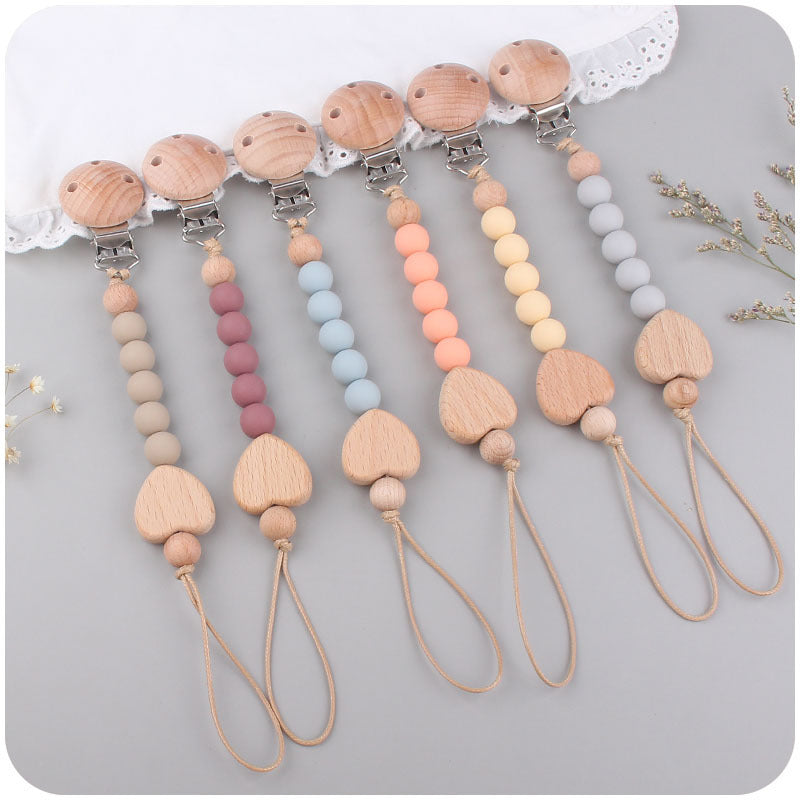 Natural Wooden Baby Pacifier Clip