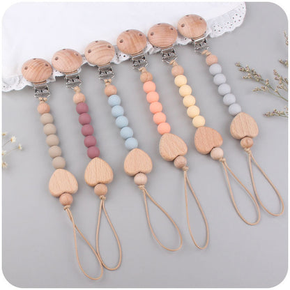 Natural Wooden Baby Pacifier Clip