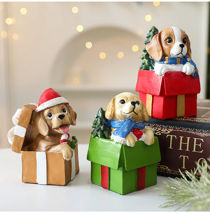 Handmade Resin Dog Holiday Decoration Ornament