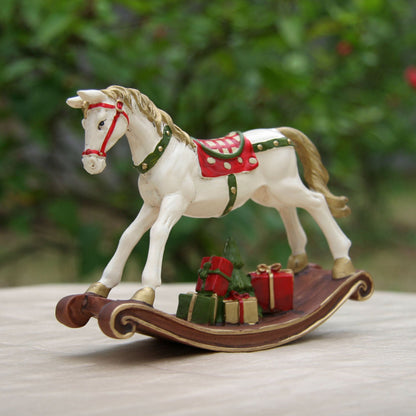 Colorful Wooden Rocking Horse Christmas Ornament
