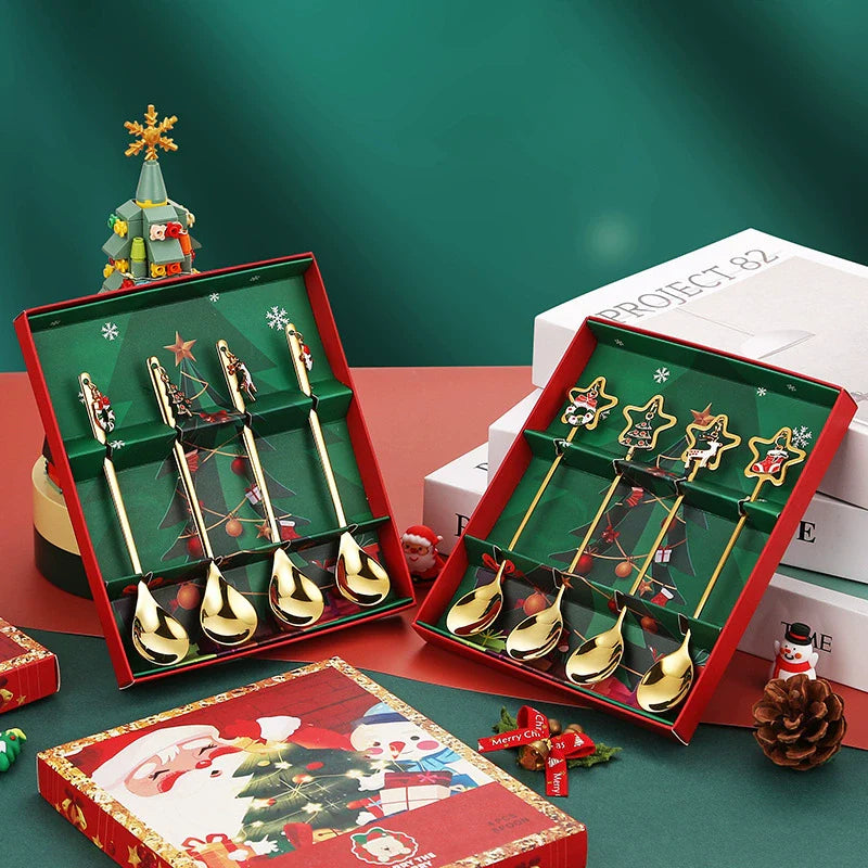 Silver Plated Holiday Coffee Stirrer Spoon Set