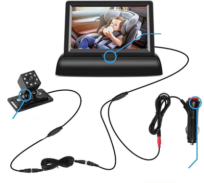HD Baby Video Monitor with Clear Backseat View