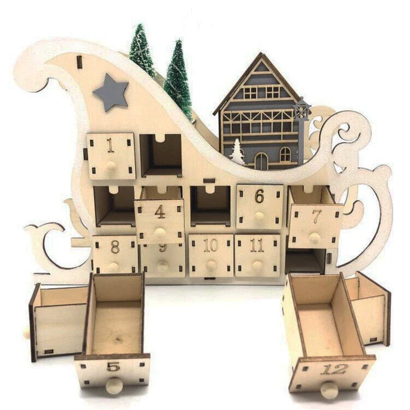 Traditional Holiday Countdown Wooden Calendar