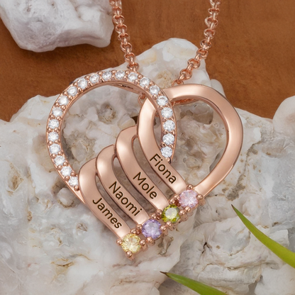 Customizable Heart Pendant Necklace with Birthstone and Name