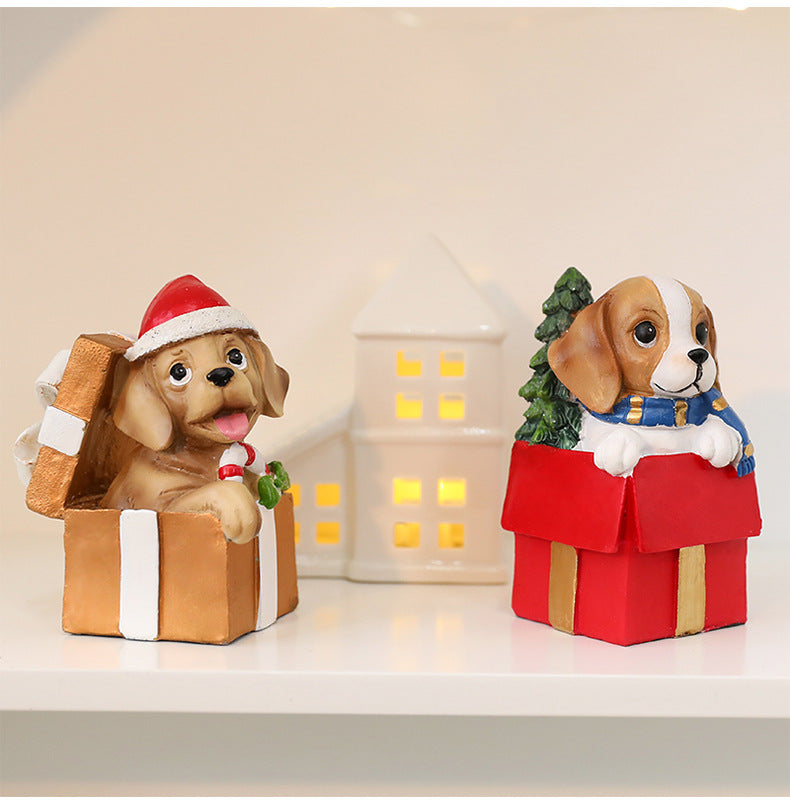 Handmade Resin Dog Holiday Decoration Ornament