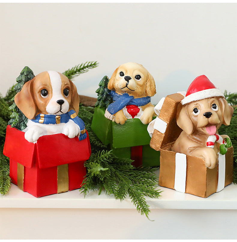Handmade Resin Dog Holiday Decoration Ornament