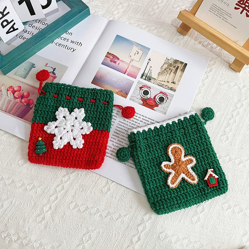 Homemade Knit Holiday Red Gift Sack