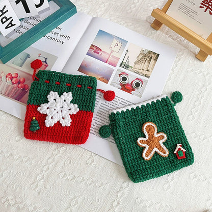 Homemade Knit Holiday Red Gift Sack
