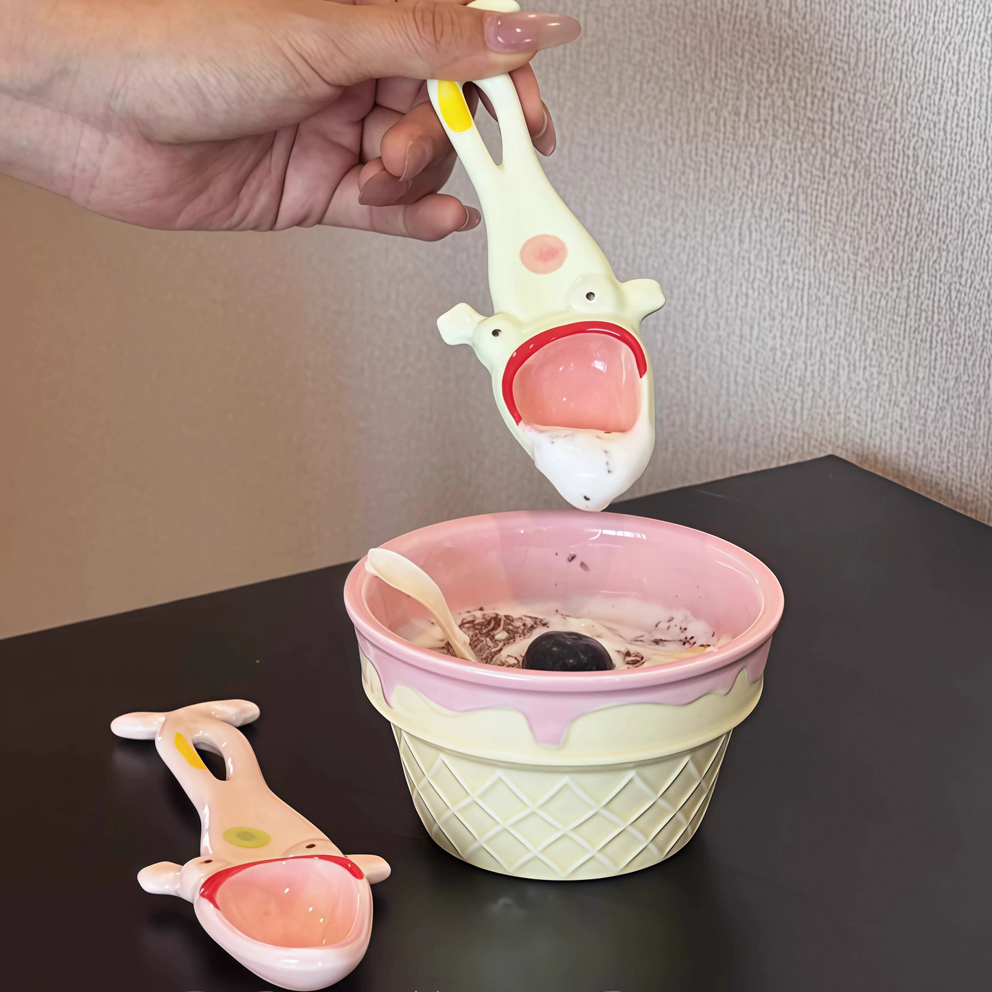 Quirky Green Frog Ceramic Serving Spoon