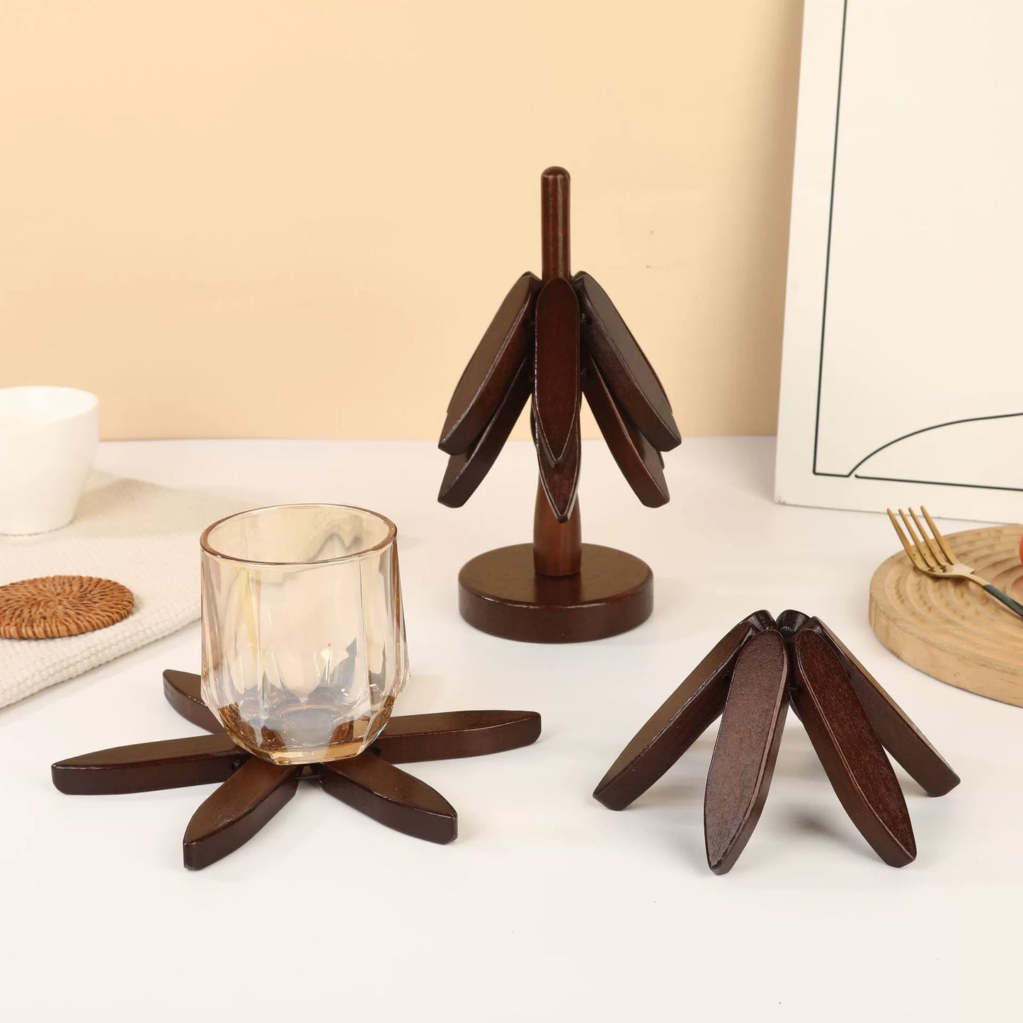 Heat Resistant Wood Christmas Tree Coaster