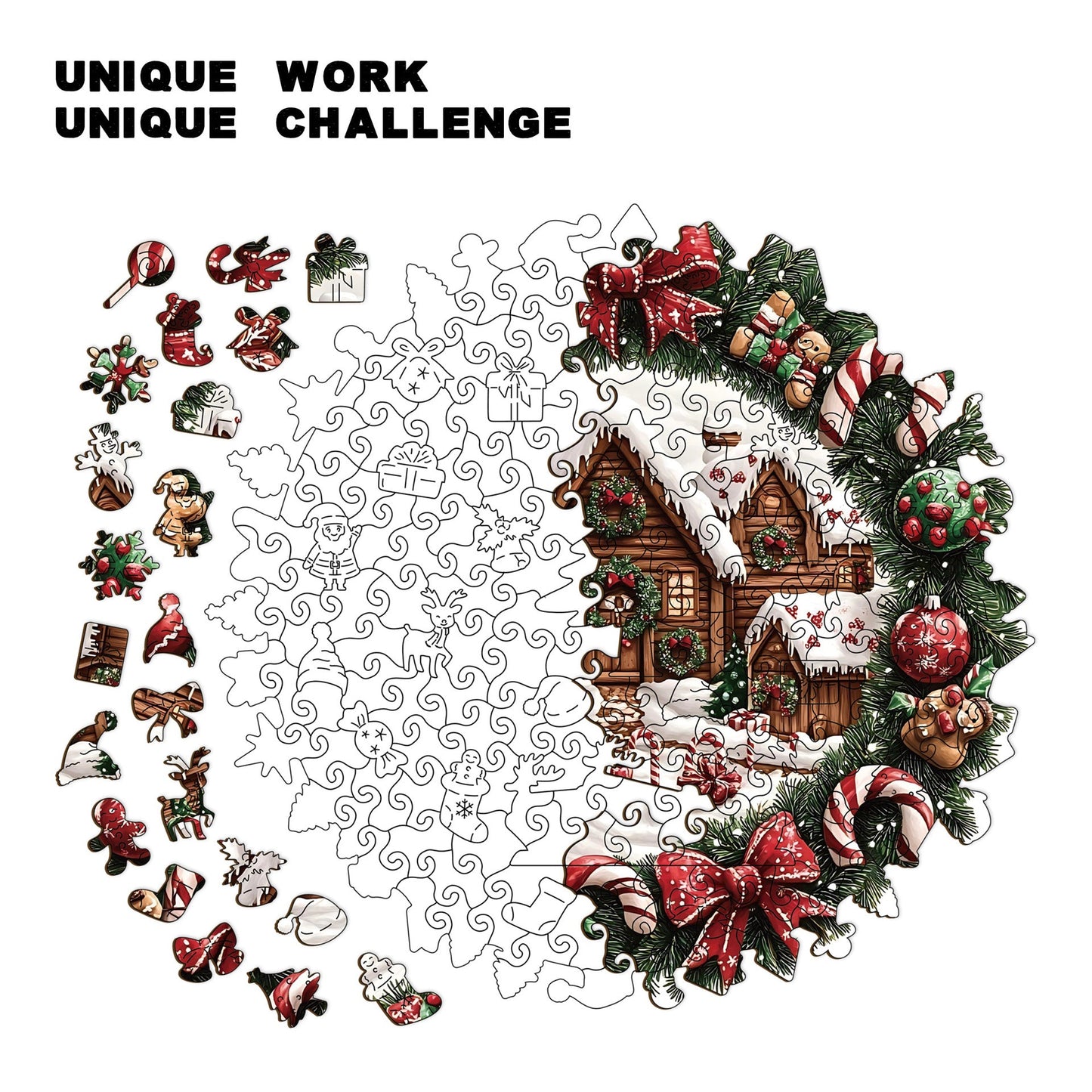 Unique Wooden Holiday Wreath Money Box Puzzle