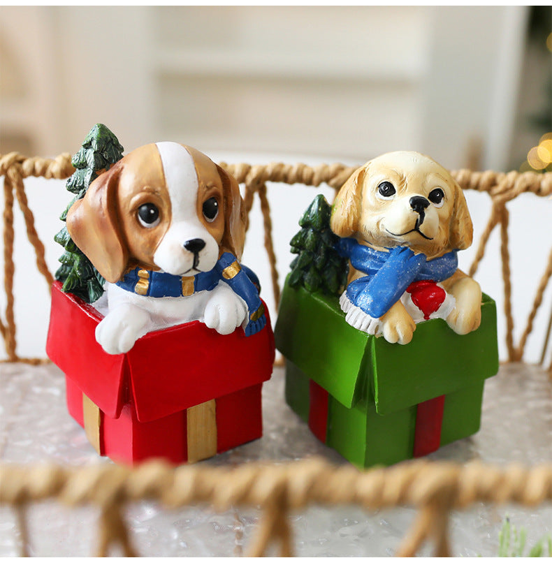 Handmade Resin Dog Holiday Decoration Ornament
