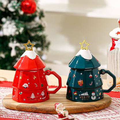 Colourful Holiday Tree Handle Coffee Mug