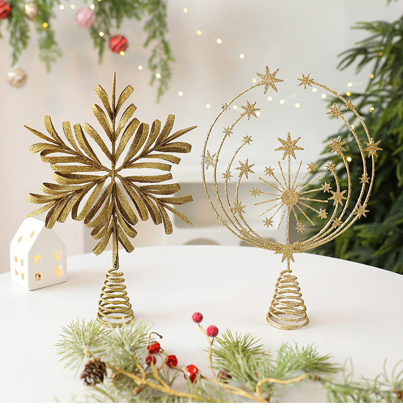 Metallic Snowflake Christmas Tree Star Decoration