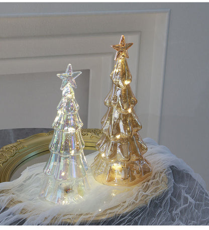 Small Sparkling Glass Xmas Tree Decoration
