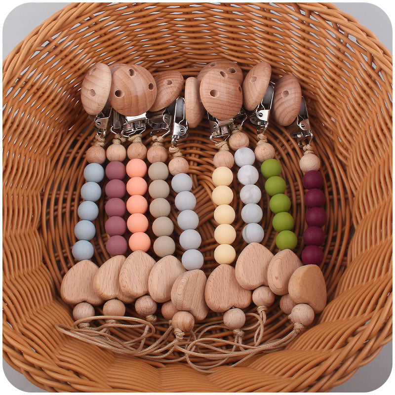 Natural Wooden Baby Pacifier Clip